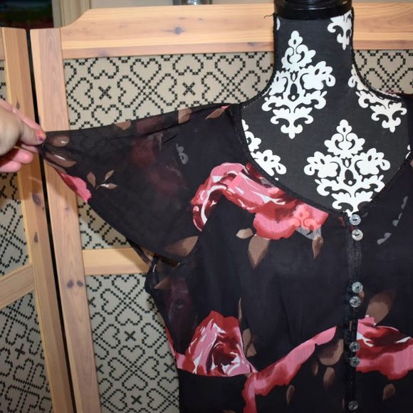 Midnight Velvet sheer blouse with tank women's plus size 1X - Picture 5 of 11